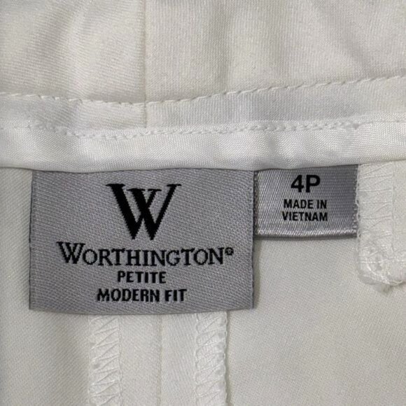 Worthington Womens Petite Modern Fit White Capri Pants 4P Cotton Blend - Picture 2 of 8